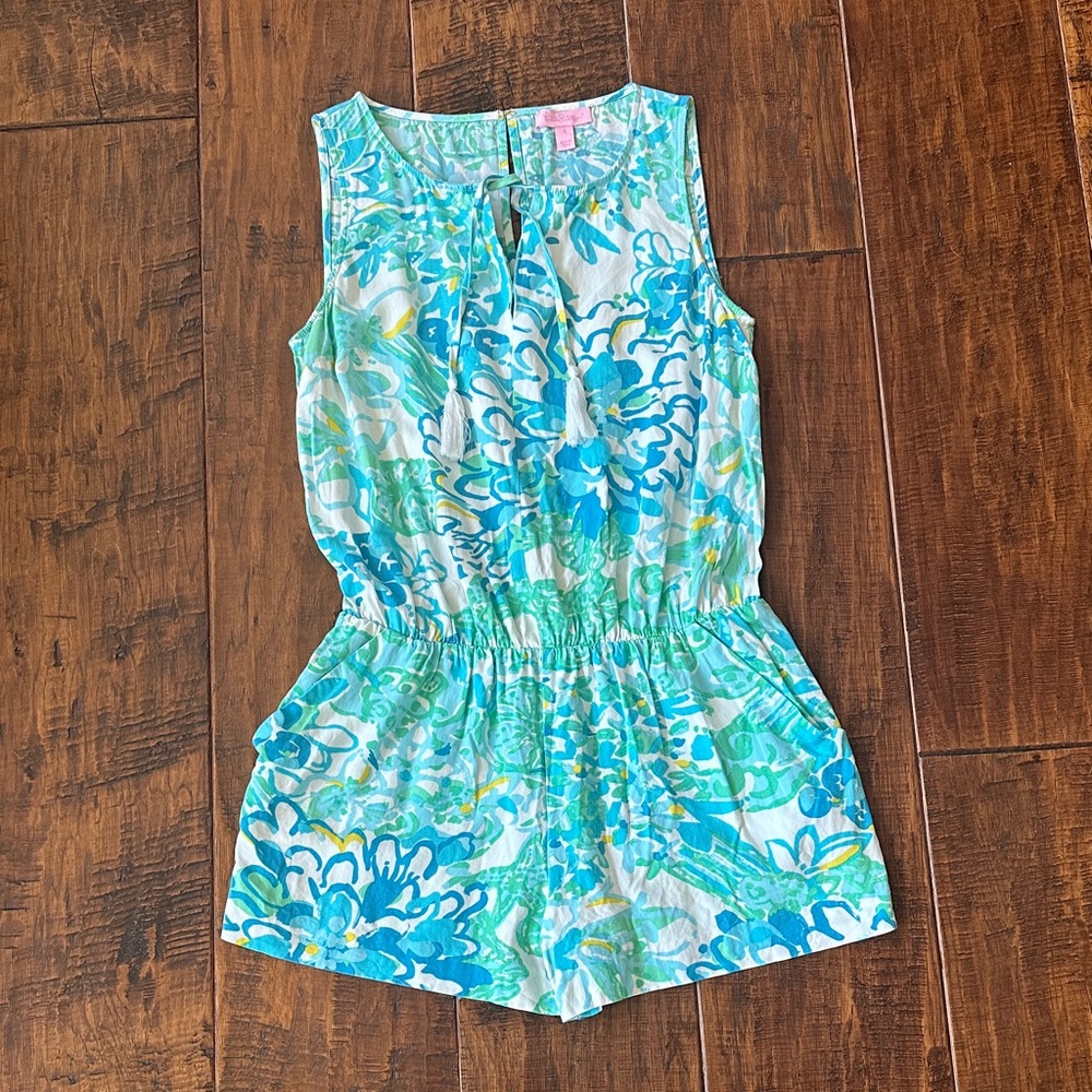 Lilly Pulitzer Blue and Green Floral Jumpsuit